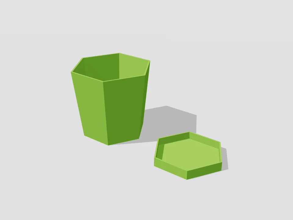 Pot hexagonal, rendu du modèle 3D